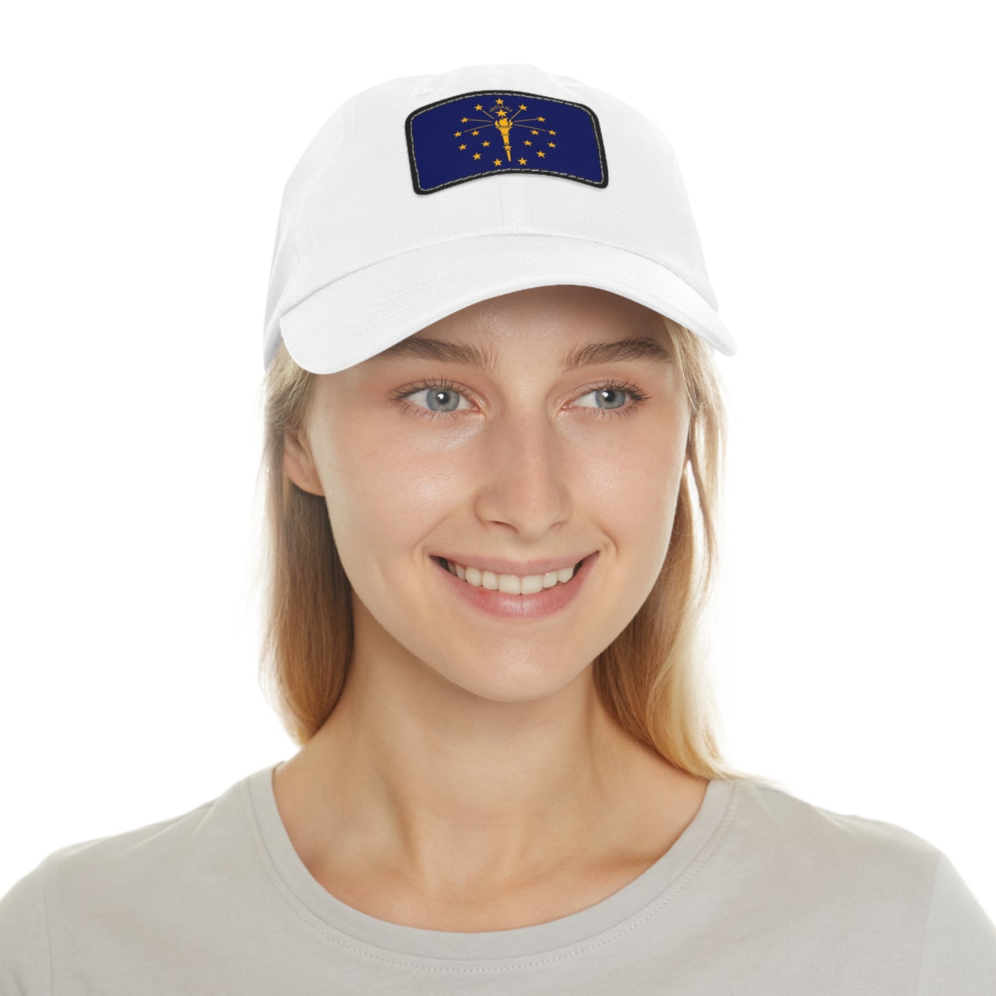 Flag Village USA Indiana State Flag Hat Cap with Leather Patch