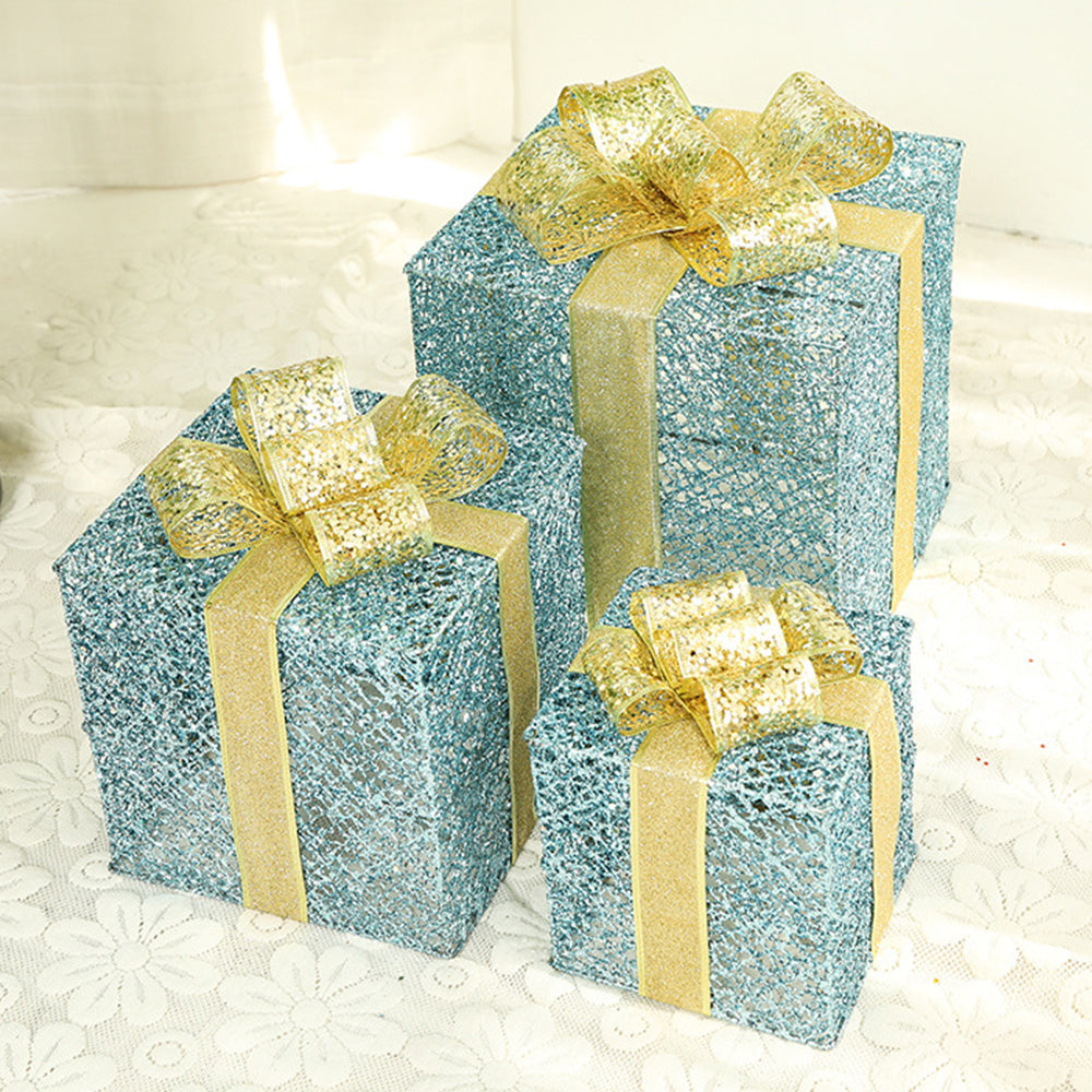Flag Village Christmas wrought iron gift box three-piece set