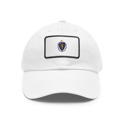 Flag Village USA Massachusetts State Flag Hat Cap with Leather Patch