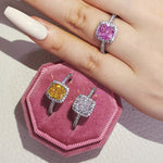 Flag Village Fashion Jewelry Luxury Multicolor Charm Cubic Zirconia Wedding Rings For Women T Shape Stone Party Jewelry Gifts