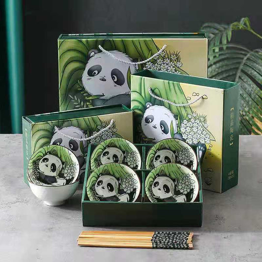 Flag Village Panda Bowl Set Household Combination Tableware Gift Box