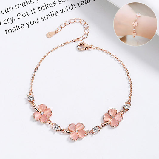 Flag Village Fashion Jewelry Opal Crystal Gemstones Chain Bracelets For Women Femme Zircon Diamonds Rose Gold Jewelry Bijoux Mujer Cute Girlfriend Gifts