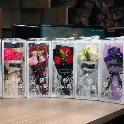 Flag Village Valentine's Day Soap Rose Bouquet Gift Box