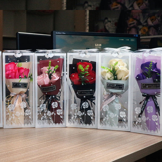 Flag Village Valentine's Day Soap Rose Bouquet Gift Box