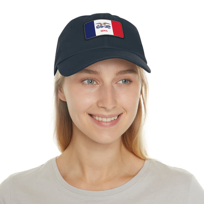 Flag Village USA Iowa State Flag Hat Cap with Leather Patch