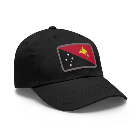 Flag Village Papua New Guinea Flag Hat Cap with Leather Patch