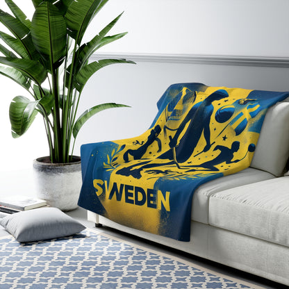 Flag Village Sweden  Sporting Flag Sherpa Fleece Blanket SWE0001