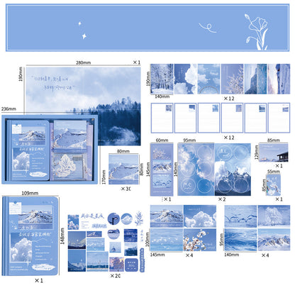 Flag Village Retro Gift Box 155-piece Set Ins Gift Box Notebook Tape Sticker Set