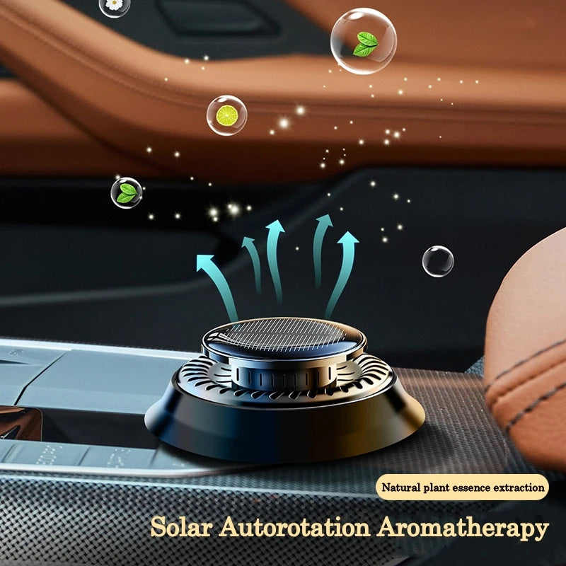 Flag Village Auto Tools Portable Kinetic Car Air Freshener Solar Powered Double Ring Rotating Air Cleaner Perfume Fragrance Diffuser