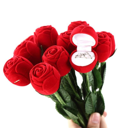 Flag Village Romantic Red Rose Flower Ring Gift Box for Anniversary Wedding Proposal & Gifts