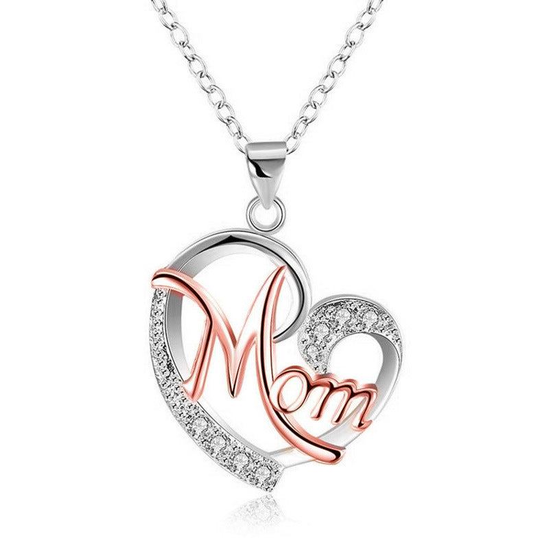 Flag Village European And American Women's Necklaces Mom Color Separation Heart-shaped Diamonds Wish Explosive Mother' Day Gifts Across The Border