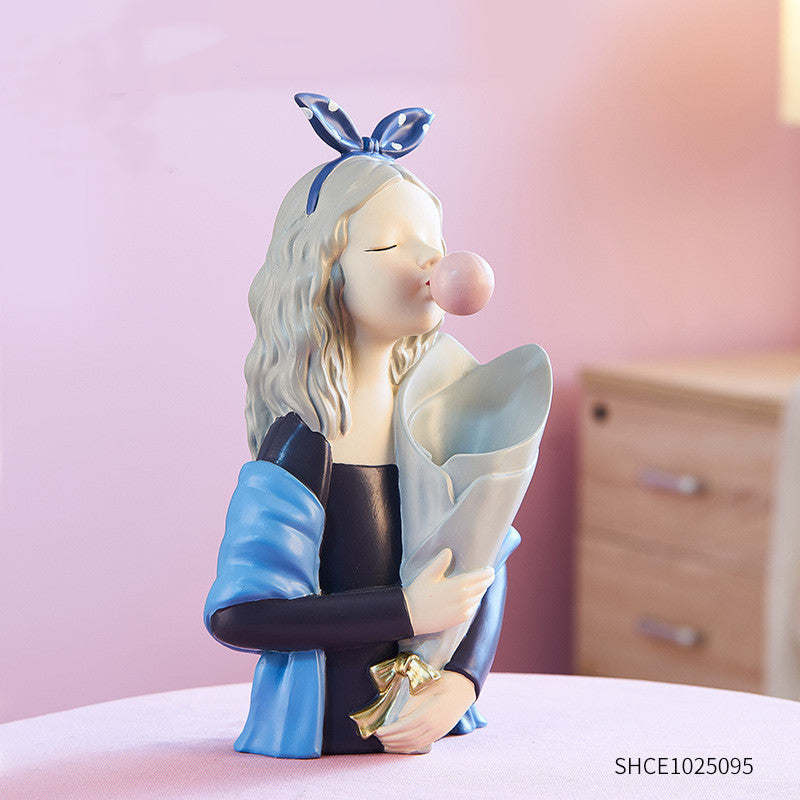 Flag Village Home Decor Girl Figurine Resin Sculpture Abstract Art Room Decor Nordic Decoration Home Living Room Decoration Accessories Gifts