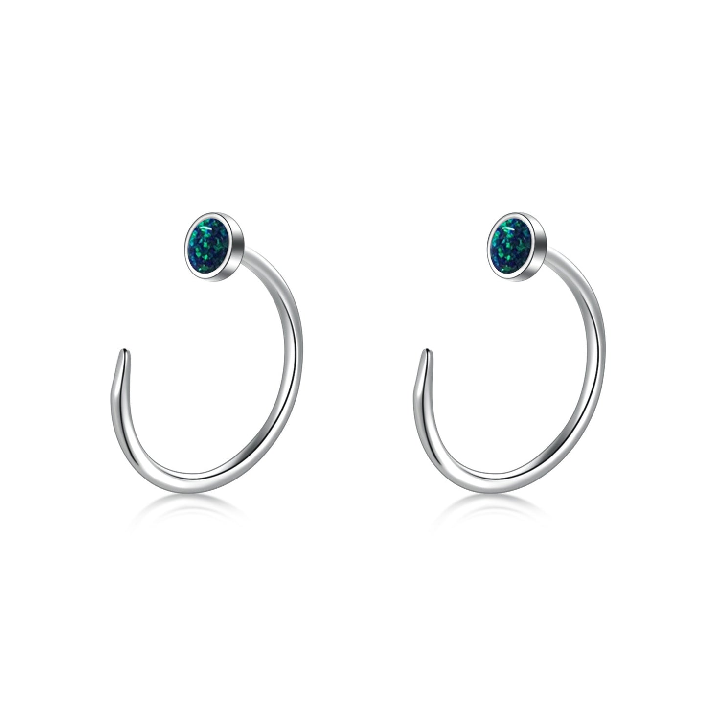 Flag Village Ear Huggie Earrings Opal Half Cuff Hoop Earrings Threader Jewelry Gifts for Women Men Birthday