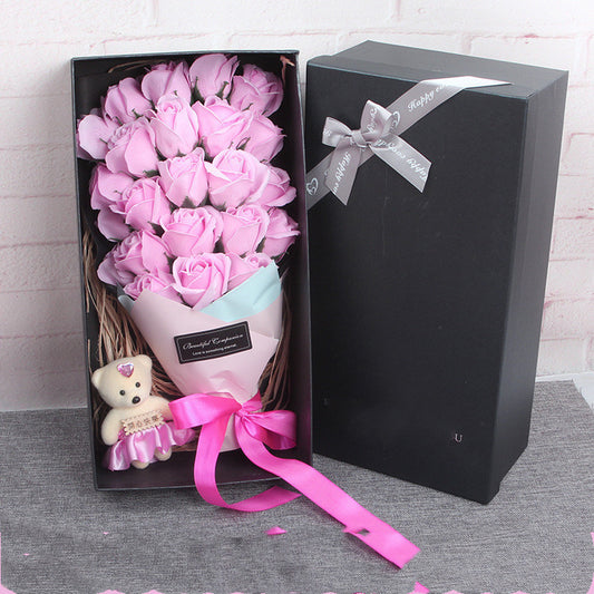 Flag Village Rose Bouquet Soap Flower Gift Box