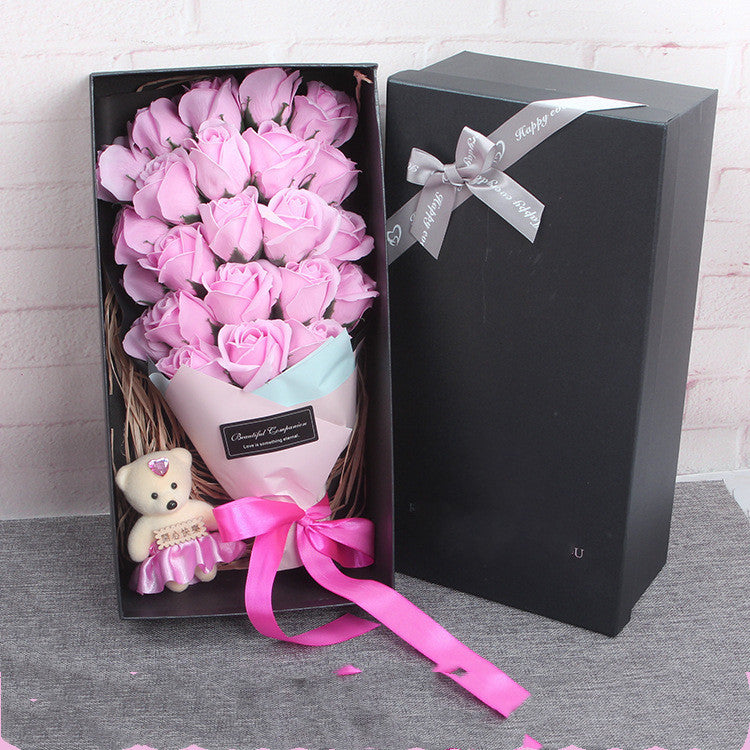 Flag Village Rose Bouquet Soap Flower Gift Box