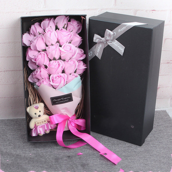 Flag Village Rose Bouquet Soap Flower Gift Box