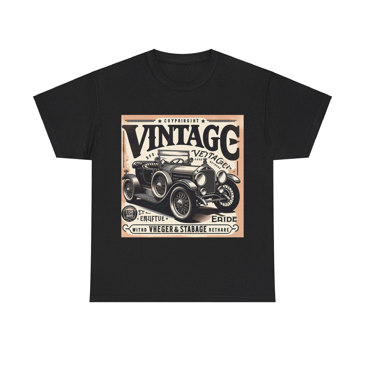 Flag Village USA Vintage Car Flag T-SHIRT Heavy Cotton Tee USA0008
