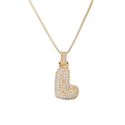 Flag Village Clavicle Chain Copper Micro Inlaid Zircon 26 Letter Pendant Necklace For Women's Birthday Jewelry Gifts