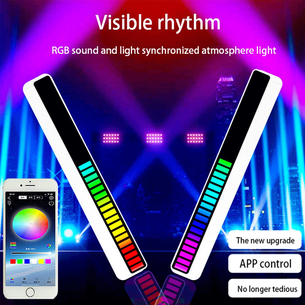 Flag Village Auto Tools New Car Sound Control Light RGB Voice-Activated Music Rhythm Ambient Light With 32 LED 18 Colors Car Home Decoration Lamp