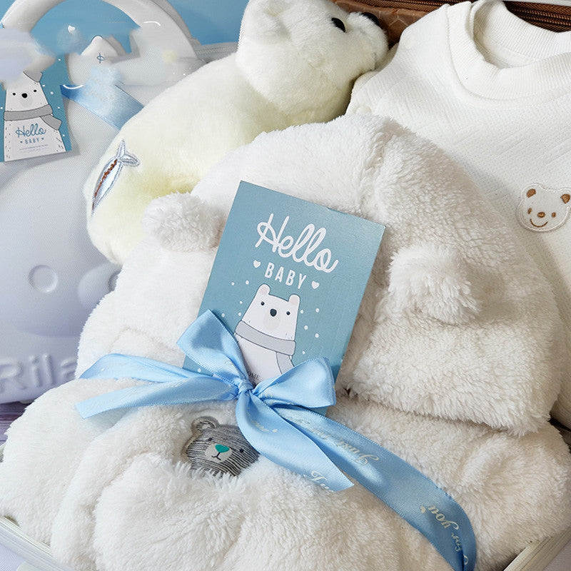 Flag Village Baby Gift Box Thick Quilted Polar Bear Romper Jumpsuit For Men And Women