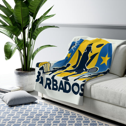 Flag Village Barbados Sporting Flag Sherpa Fleece Blanket BRB0005