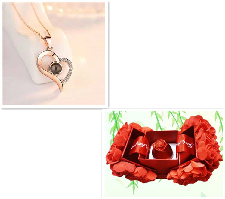 Flag Village Hot Valentine's Day Gifts Metal Rose Jewelry Gift Box Necklace For Wedding Girlfriend Necklace Gifts