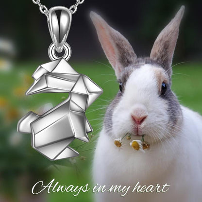 Flag Village Origami Rabbit Bunny Urn Necklace for Ashes in Sterling Silver as Gifts