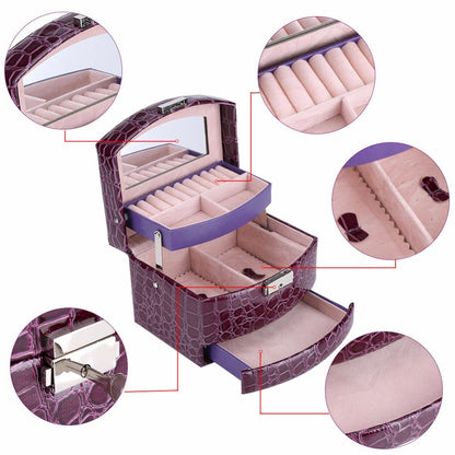 Flag Village 3 Layers Jewelry Boxes And Packaging Leather Makeup Organizer Storage Box Container Case Gift Box Women Cosmetic Casket
