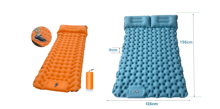 Flag Village Outdoor Camping Travel Portable Inflatable Cushion Built-in Foot Inflatable