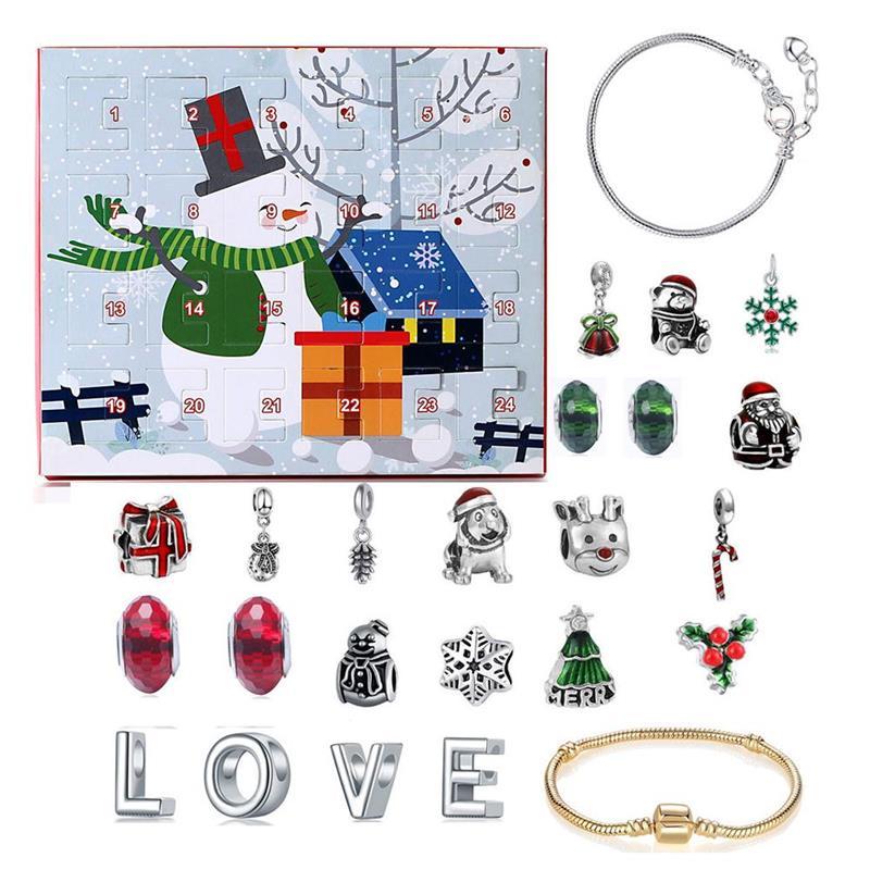 Flag Village Christmas Jewelry Calendar Gift Box Set Diy Beaded Blind Box Bracelet