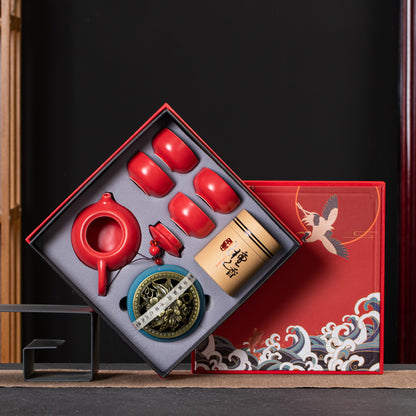 Flag Village Ceramic Kung Fu Tea Set Gift Box Set Business Small Gift