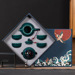 Flag Village Ceramic Kung Fu Tea Set Gift Box Set Business Small Gift