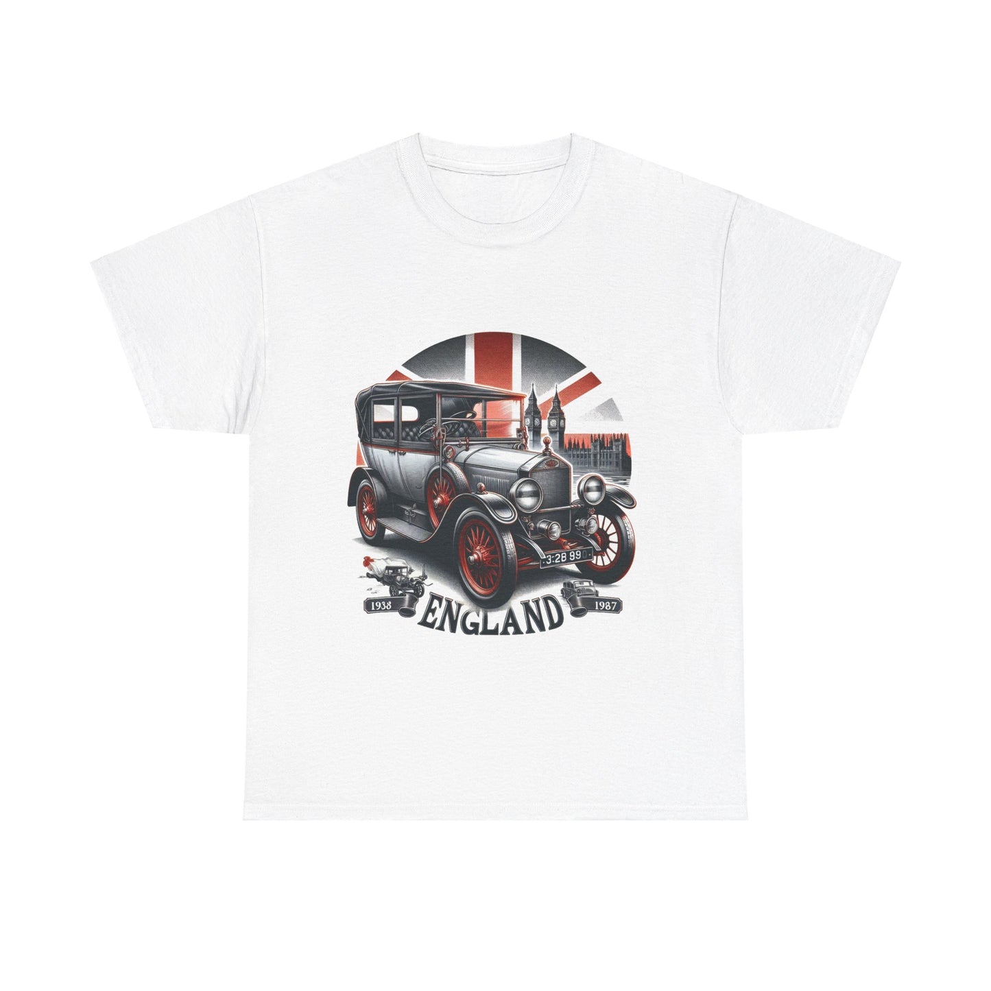 Flag Village UK Vintage Car Flag T-SHIRT Heavy Cotton Tee UK0014