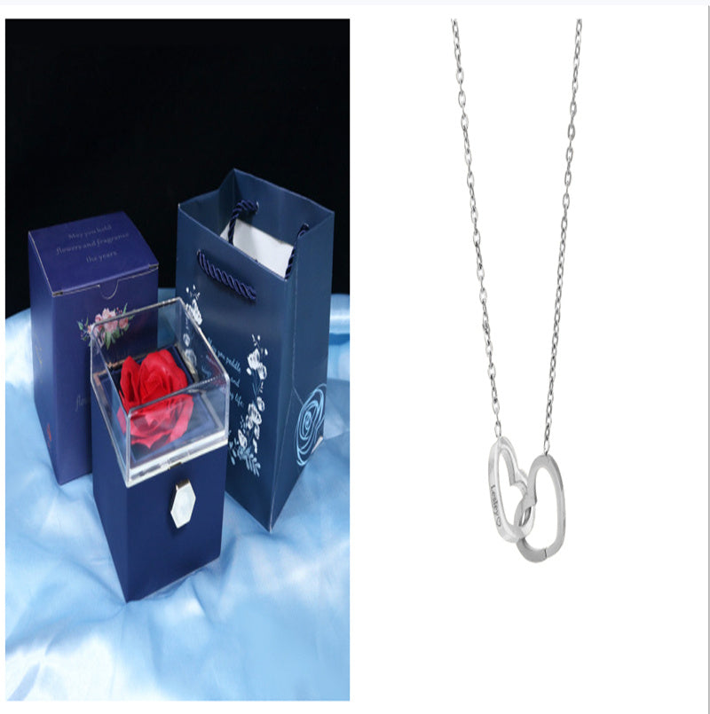 Flag Village Rotating Soap Flower Rose Gift Box Creative Rotating Rose Jewelry Packaging Box Valentine's Day Gift For Women