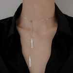 Flag Village Sterling Silver Geometric Triangle Necklace for Women Adjustable Clavicle Chain Necklace Jewelry Gifts