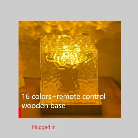 Flag Village LED Water Ripple Ambient Night Light USB Rotating Projection Crystal Table Lamp RGB Dimmable Home Decoration 16 Color Gifts
