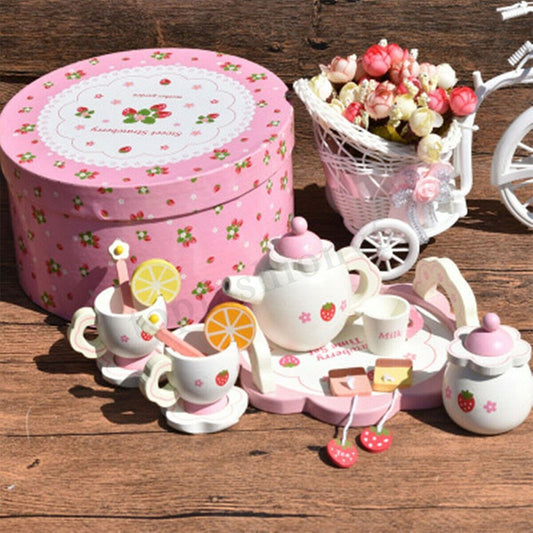 Flag Village Girl Mini Wooden With Box Kitchen Bowl Gift Cup Tea Set