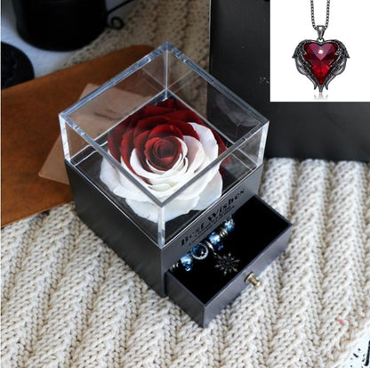 Flag Village Valentines Day Gift Women Rose Jewelry Box Dried Flower Real Flowers Eternal Roses In Box