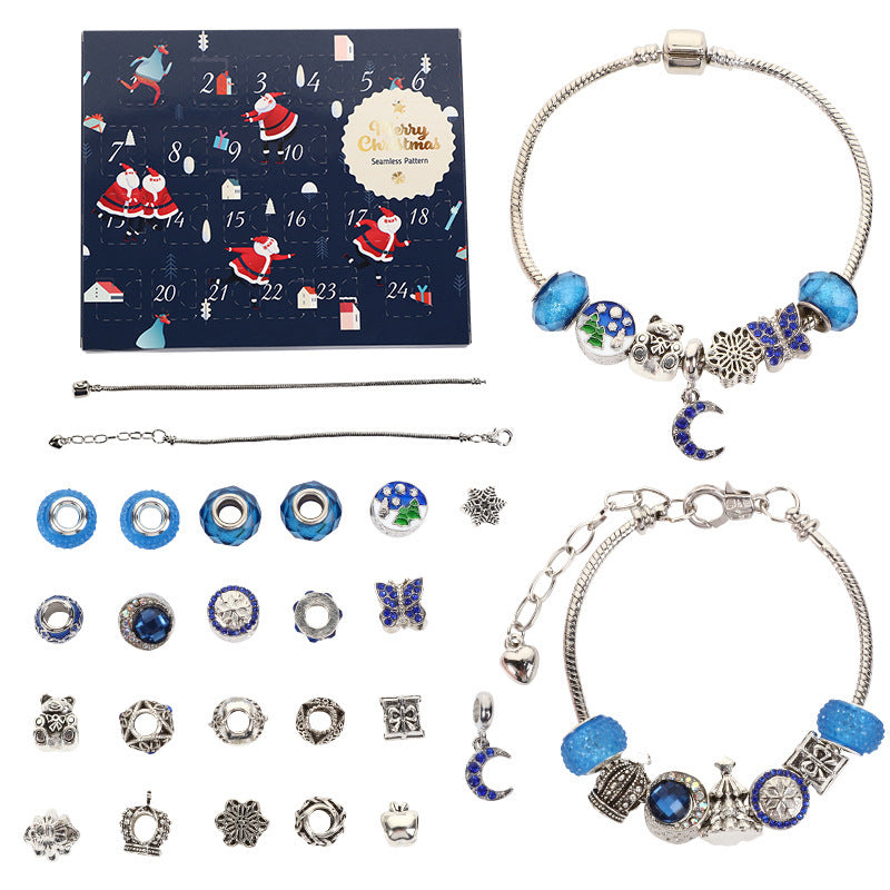 Flag Village Christmas Bracelet Beads Gift Box Jewelry Set