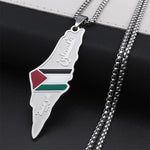Flag Village Palestine Israel Map Pendant Necklaces For Men Women Stainless Steel Gold Color Palestinians Ethnic Map Jewelry Gifts
