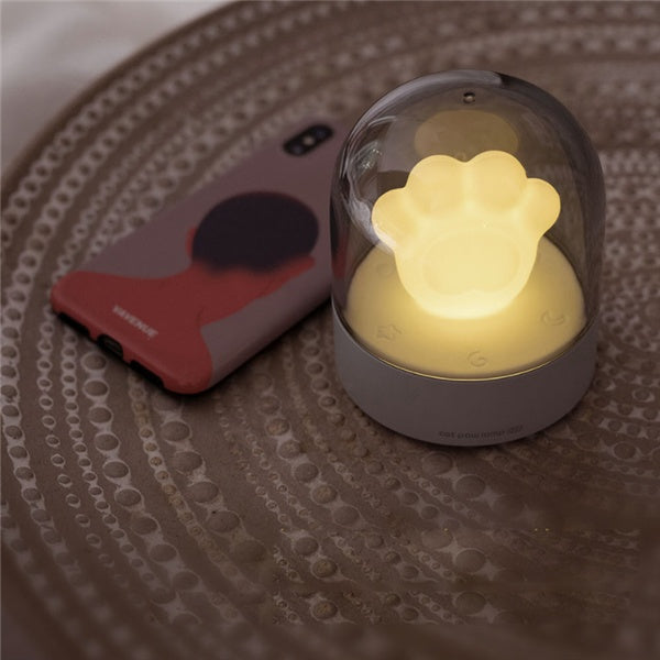 Flag Village Exquisite Night Light Cat Paw Light USB Charging Music Box Warm Musical Lamp Cats Paw Lamp For Kids Children Gift Desktop Decor