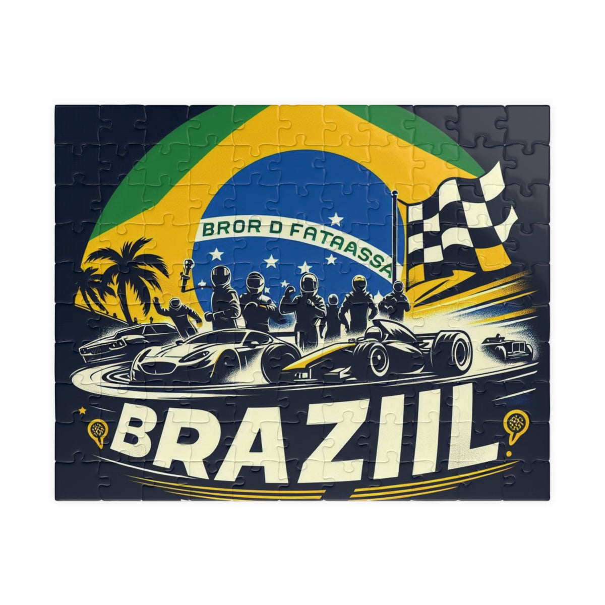 Flag Village Brazil Vintage Racing Car Puzzle