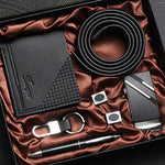 Flag Village Practical Men's Tiandigai Gift Set Belt Wallet Keychain Pen 4-Piece Gift Box