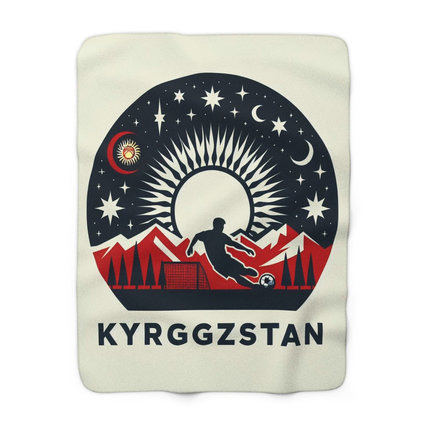 Flag Village Kyrgyzstan Sporting Flag Sherpa Fleece Blanket KGZ0008