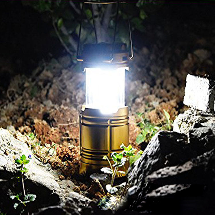 Flag Village new solar charging type multifunctional telescopic camping lantern lantern outdoor camping tent lamp