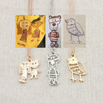 Flag Village Custom Kids Drawing Painting Necklace Stainless Stee Personalized Children Artwork Pendant For Kids Mom Family Jewelry Gifts