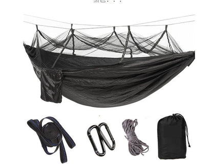 Flag Village Outdoor Parachute Cloth Hammock Couble with Mosquito Net Light Portable Army Green Insect-proof Camping Aerial Tent