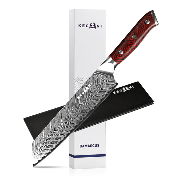 Flag Village Kegani Meat Cleaver Knife 7 Inch - Damascus 73 Layers AUS-10 Steel Core Butcher Knife - G10 Handle Chinese Knife With Gift Box & Sheath