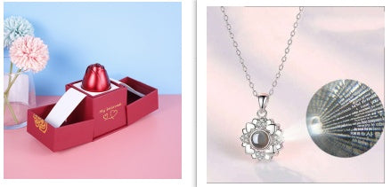 Flag Village Hot Valentine's Day Gifts Metal Rose Jewelry Gift Box Necklace For Wedding Girlfriend Necklace Gifts