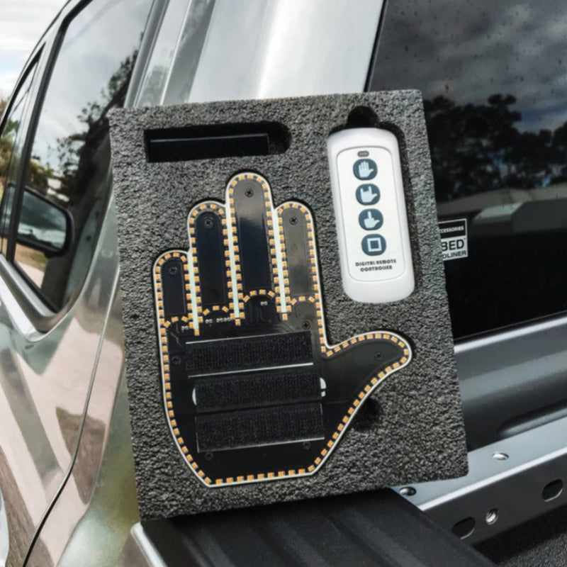 Flag Village Auto Tools Funny New LED Illuminated Gesture Light Car Finger Light With Remote Road Rage Signs Middle Finger Gesture Light Hand Lamp
